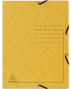 Картонена папка Exacompta - с ластик и 3 капака, жълта