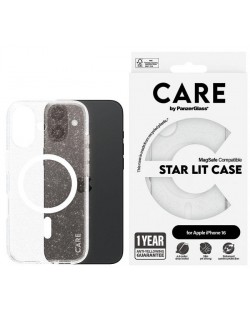 Калъф CARE - Flagship Star Lit White, MagSafe, iPhone 16, прозрачен