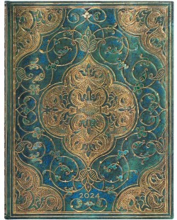 Календар-бележник Paperblanks Turquoise Chronicles - Midi, вертикален, 80 листа, 2024
