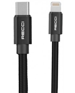 Кабел Recci - RTC-P17CL, USB-C/Lightning, 1.5 m, черен