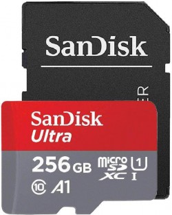 Карта памет SanDisk - Ultra, 256GB, microSDXC, Class10 + адаптер