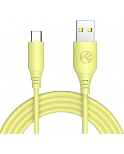 Кабел Tellur - TLL155400, USB-A/USB-C, 1 m, жълт