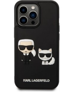 Калъф Karl Lagerfeld - Karl and Choupette, iPhone 14 Pro, черен