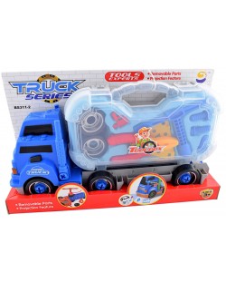 Детска играчка - Камионче, с куфарче, синьо, 37 cm
