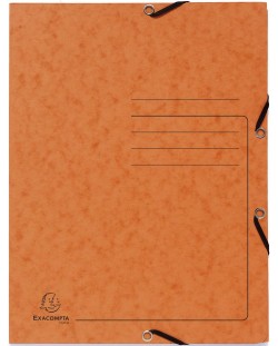 Картонена папка Exacompta - с ластик и 3 капака, оранжева