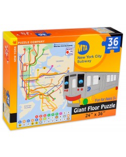 Пъзел New York Puzzle от 36 макси части - Карта на метрото, Ню Йорк