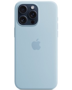 Калъф Apple - Silicone, iPhone 15 Pro Max, MagSafe, Light Blue