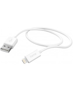 Кабел Hama - 201579, USB-A/Lightning, 1 m, бял