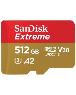 Карта памет SanDisk - Extreme, 512GB, microSDXC, Class10 + адаптер