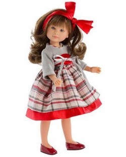Кукла Asi - Силия, с карирана рокля и червена панделка