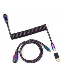 Кабел за клавиатура Keychron - Premium Rainbow Plated Black, USB-C/USB-C, черен