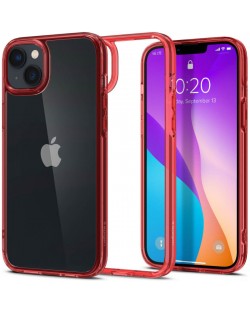 Калъф Spigen - Ultra Hybrid, iPhone 14 Plus, прозрачен/червен