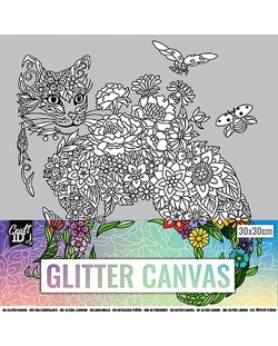 Картина за оцветяване Grafix - Котка, с брокат, 30 х 30 cm