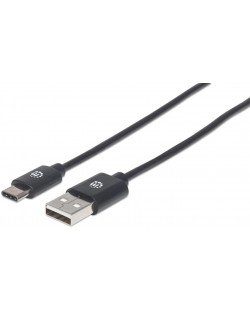 Кабел Manhattan - 2075100157, USB-A/USB-C, 2 m, черен