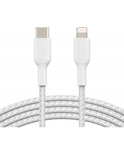 Кабел Belkin - CAA004bt1MWH, Lightning/USB-C, 1 m, бял