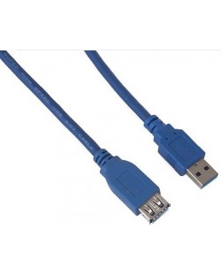 Кабел VCom - CU302, USB-A/USB-A, 1.5 m, син
