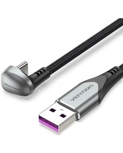 Кабел Vention - COHHF, U-Shaped, USB-C/USB-A, 1 m, сив/черен