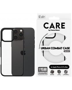 Калъф CARE - Urban Combat Black Frame, iPhone 16 Pro Max, прозрачен