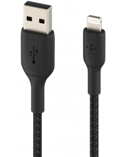 Кабел Belkin - Boost Charge, USB-A/Lightning, Braided, 1 m, черен