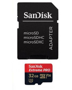 Карта памет SanDisk - Extreme Pro, 32GB, microSDHC + адаптер + Rescue Pro Deluxe 100MB