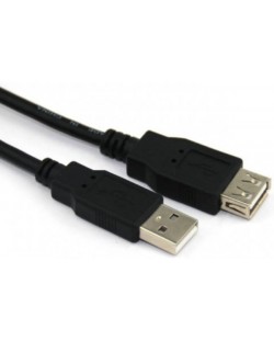 Кабел VCom - CU202-B, USB-A/USB-A, 3 m, черен
