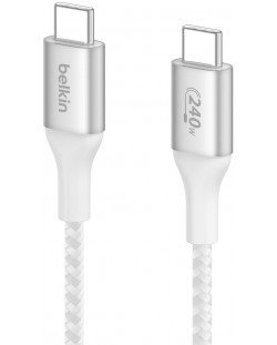 Кабел Belkin - Boost Charge, USB-C/USB-C, 240W, 1 m, бял