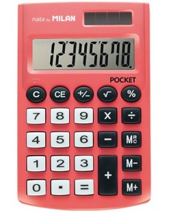 Калкулатор Milan - Pocket, 8 разряден, червен