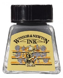 Калиграфски туш Winsor & Newton - Сребрист, 14 ml