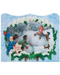 Картичка Gespaensterwald 3D Merry Christmas, игри в снега