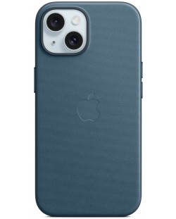 Калъф Apple - FineWoven MagSafe, iPhone 15, Pacific Blue