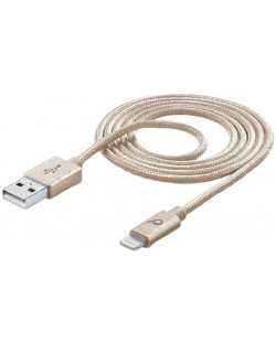 Кабел Cellularline - Unique Design, USB-A/Lightning, 1 m, златист