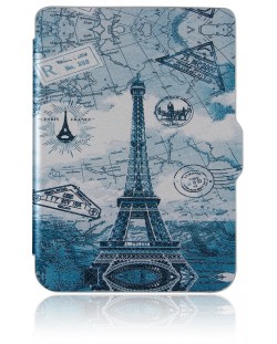 Калъф Garv - Slim, за Kobo Clara HD, Eiffel Tower