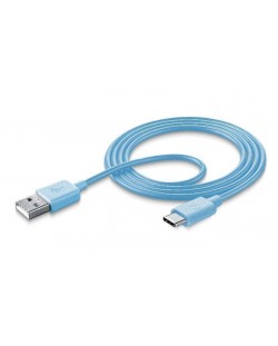 Кабел Cellularline - 5182, USB-A/USB-C, 1 m, син