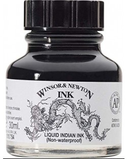 Калиграфски туш Winsor & Newton - Индийско черно, 30 ml