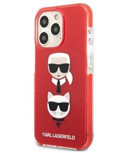 Калъф Karl Lagerfeld - K and C Heads, iPhone 13 Pro, червен