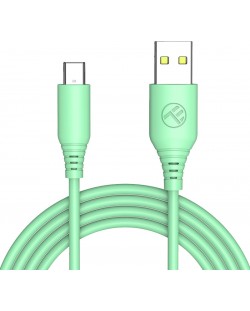 Кабел Tellur - TLL155401, USB-A/USB-C, 1 m, зелен