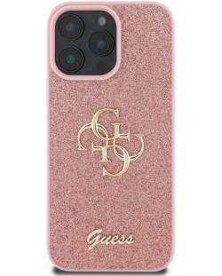 Калъф Guess - PU Fixed Glitter 4G Metal Logo, iPhone 16 Pro Max, розов