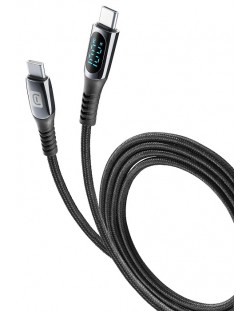 Кабел Cellularline - 10447, USB-C/USB-C, LCD дисплей, 2 m, бял