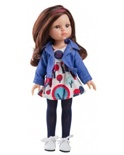Кукла Paola Reina - Карол, с цветна рокля и дънково яке