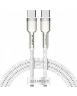 Кабел Baseus - CATJK-C02, USB-C/USB-C, 1 m, бял