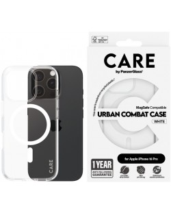 Калъф CARE - Urban Combat White MagSafe, iPhone 16 Pro, прозрачен