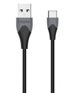 Кабел Energizer - C610CGBK, USB-A/USB-C, 1.2 m, черен/сив