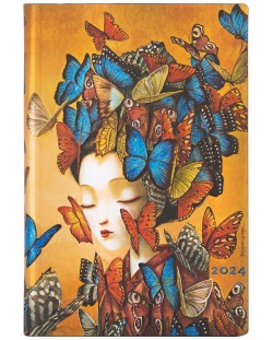 Календар-бележник Paperblanks Madame Butterfly - Хоризонтален, 88 листа, 2024
