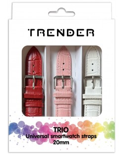 Каишки Trender - Trio Croco, 20 mm, 3 броя, червена/розова/бяла