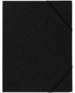 Картонена папка Exacompta - с ластик, черна