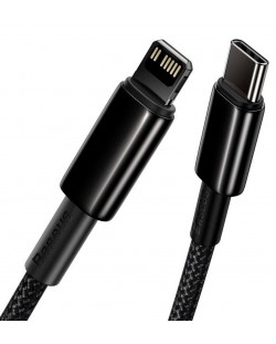 Кабел Baseus - Tungsten, USB-C/Lightning, 2 m, черен