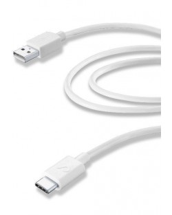Кабел Cellularline - 4441, USB-A/USB-C, 2 m, бял