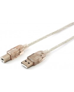 Кабел Manhattan - 2075100065, USB-A/USB-B, 1.8 m, прозрачен