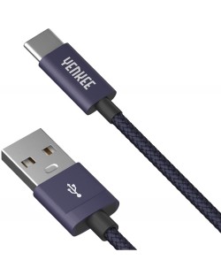 Кабел Yenkee - 301 BE, USB-A/USB-C, 1 m, син