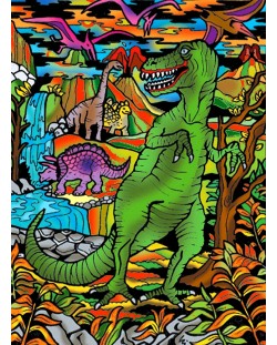 Картина за оцветяване ColorVelvet - Динозаври, 47 х 35 cm
